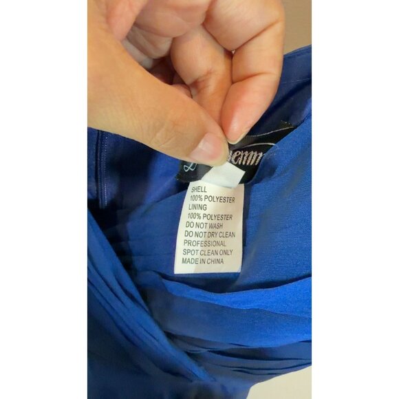 La Femme Royal Blue Formal Evening Gown Dress Size 6 Spaghetti Strap V-Neck - Picture 4 of 8